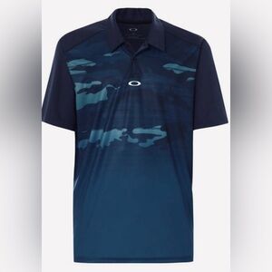 Oakley Navy Blue Deep Rough Camo Golf Polo‎ Shirt Men's Large